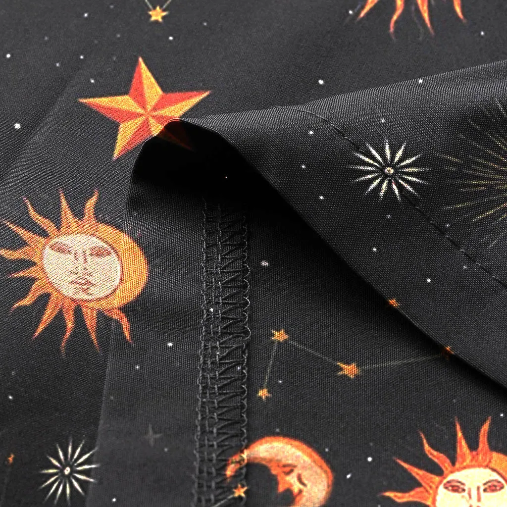 Vestidos de festa curto com manga longa женское винтажное богемное Макси платье без рукавов больших размеров с принтом солнца звезд Луны#3