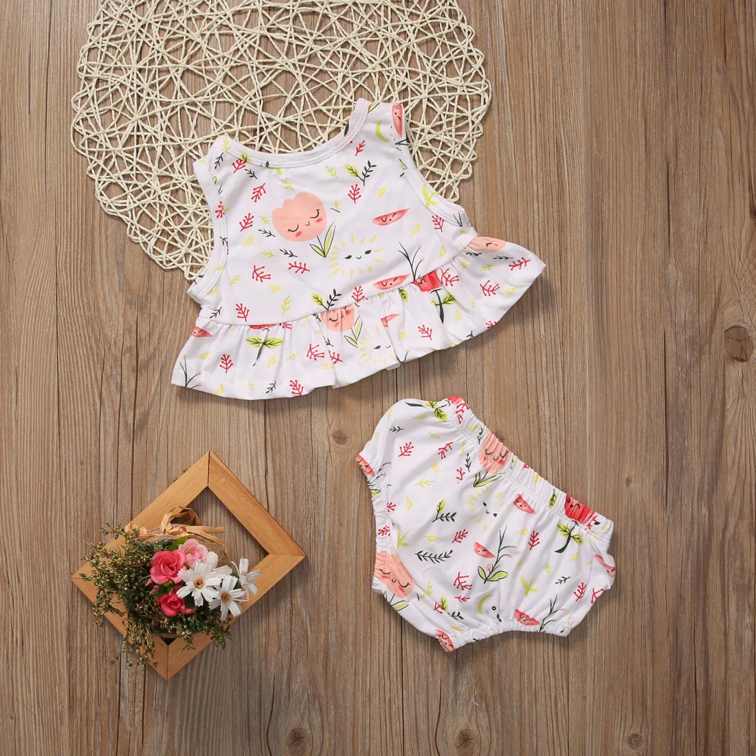 2017 0-24M 2PCS Newborn Baby Girls Bikini Suit Swimsuit Floral Print Swimwear Triangle Bathing Swimming Clothes Cute Beachwear | Спорт и