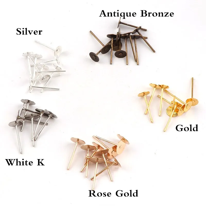 

8mm Metal Flat Earrings Pin Earnuts Ear Pad Plugging Back Stopper Setting DIY Earring back Earstud Findings