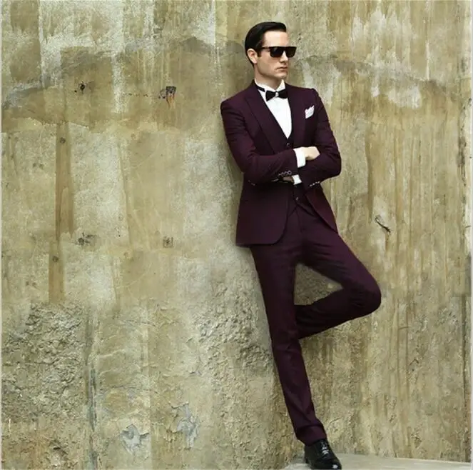 2017 новые бордовые мужские костюмы для выпускного вечера смокинги жениха