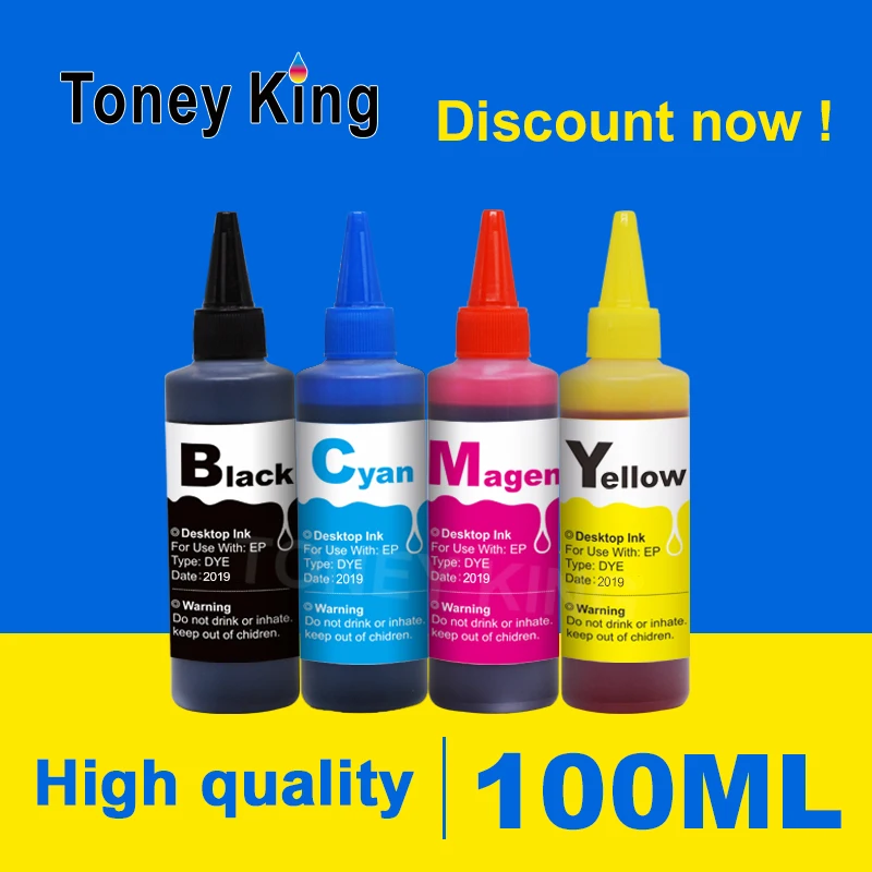 

Toney King 100ML Universal Compatible For Refill Ink Cartridge For HP For Epson For Canon For Brother CISS System Tank Dye Ink