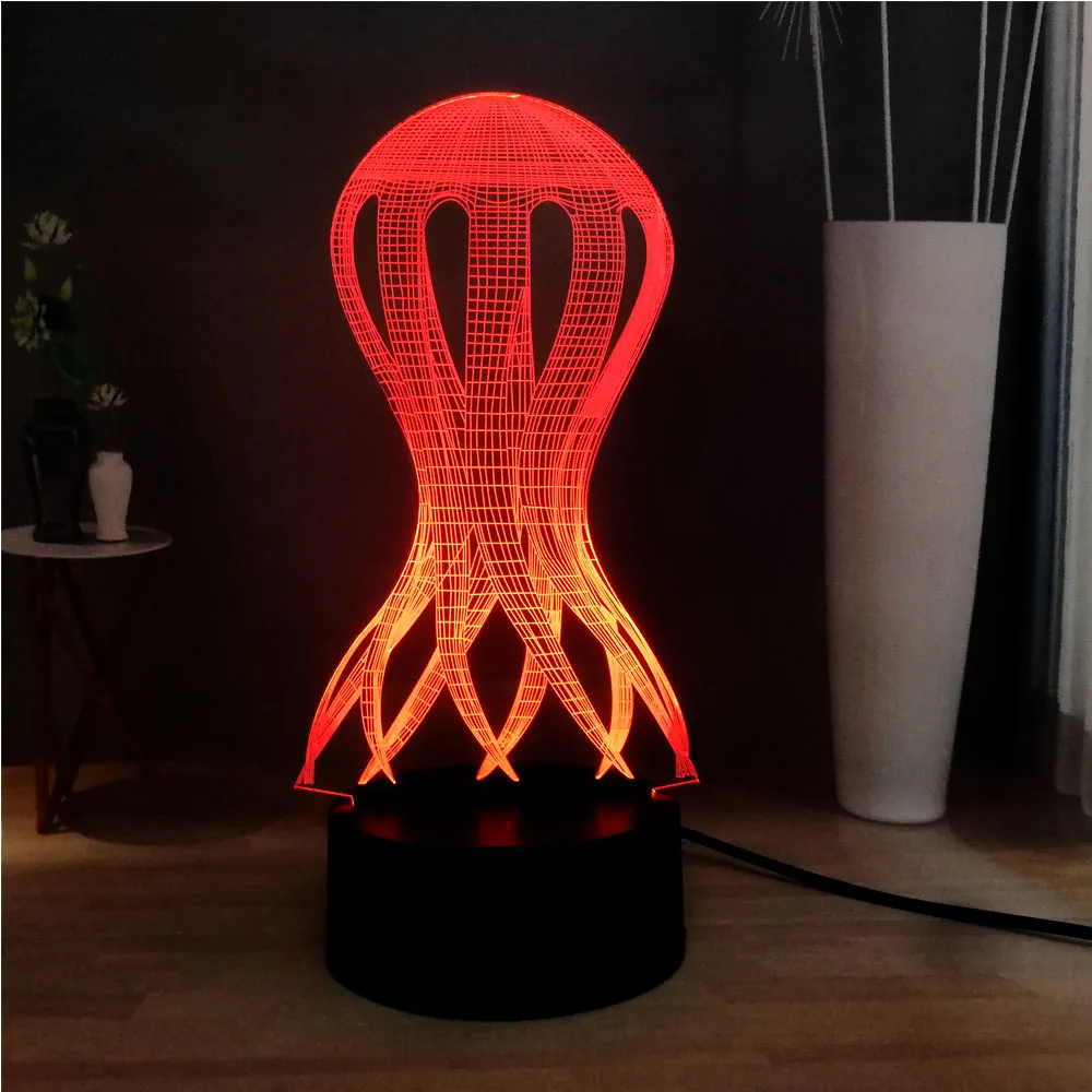Забавный акриловый 3D геометрический Devilfish форма RGB Иллюзия светодиодный DEC