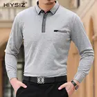 HIYSIZ новая футболка 2019 Повседневная Уличная футболка в волнистую полоску с длинными рукавами и отложным воротником Топы брендовые модные тренды LT001