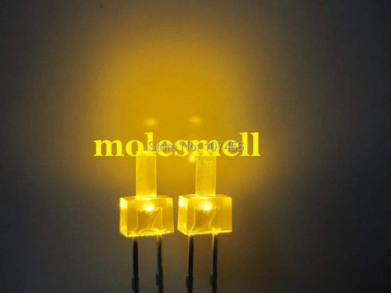 50pcs 2mm flat top diffused yellow Diffused LED head led big/wide angle Leds Light Lens lamp |