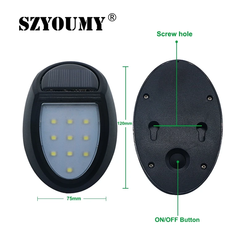 SZYOUMY 10 светодиодный солнечный патио светочувствительный датчик
