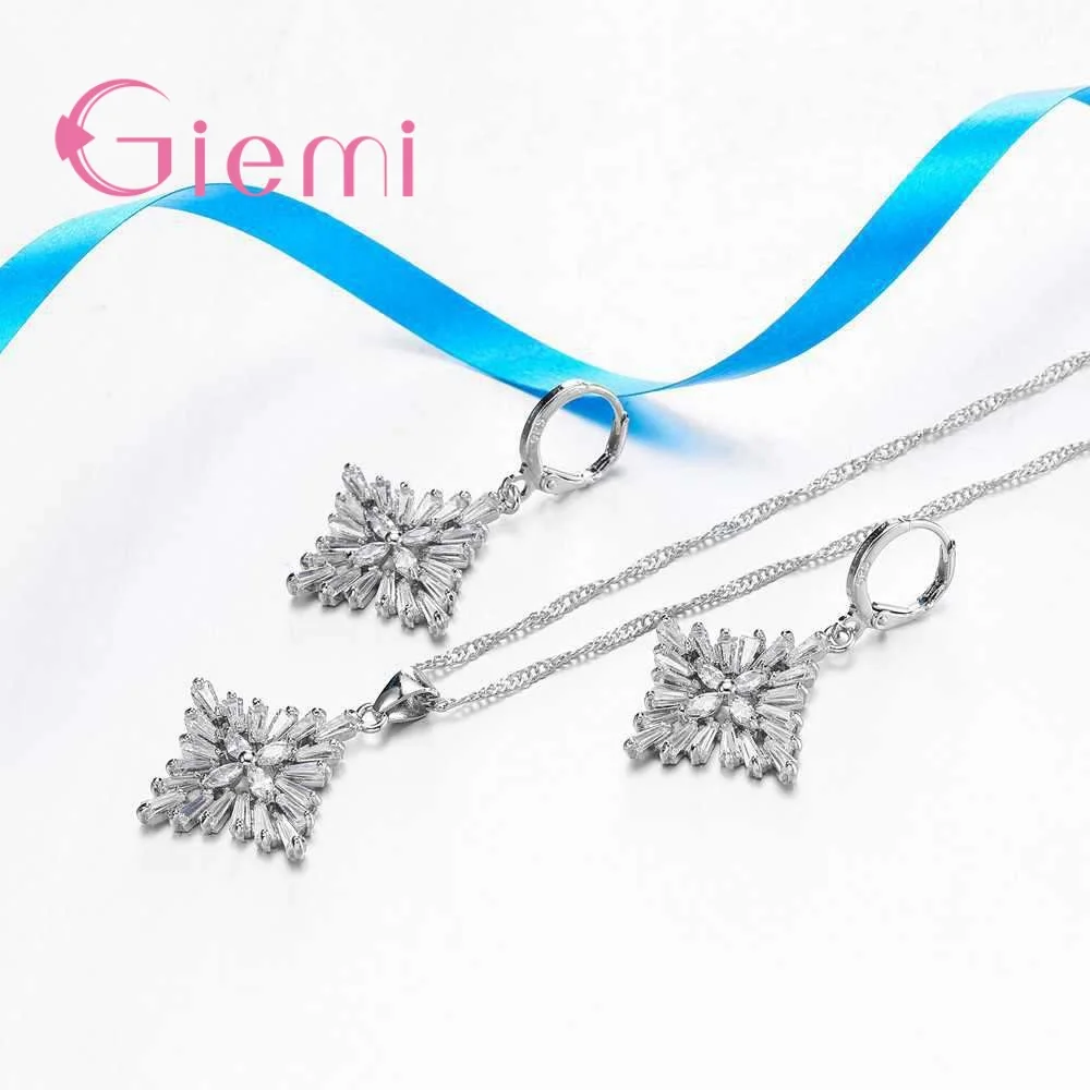 

925 Sterling Silver Choker Necklace For Lover Engagement Party Dancing Girl CZ Crystal Women Jewelry Sets Hot sale