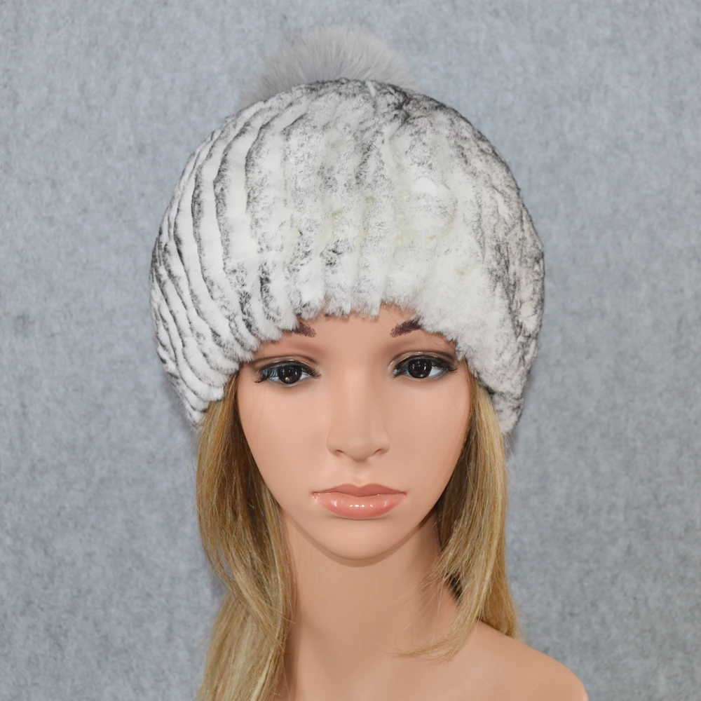 Русская зима натуральный шапка из меха кролика Рекс женские на резинке отделка