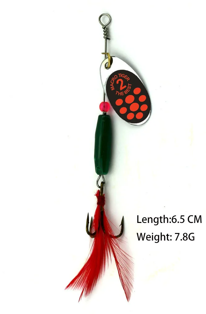 RED dot dressed treble hook inline spinner Bait black fury Fishing Lure Bass salmon trout musky Fly Sequins Pesca Carp | Спорт и