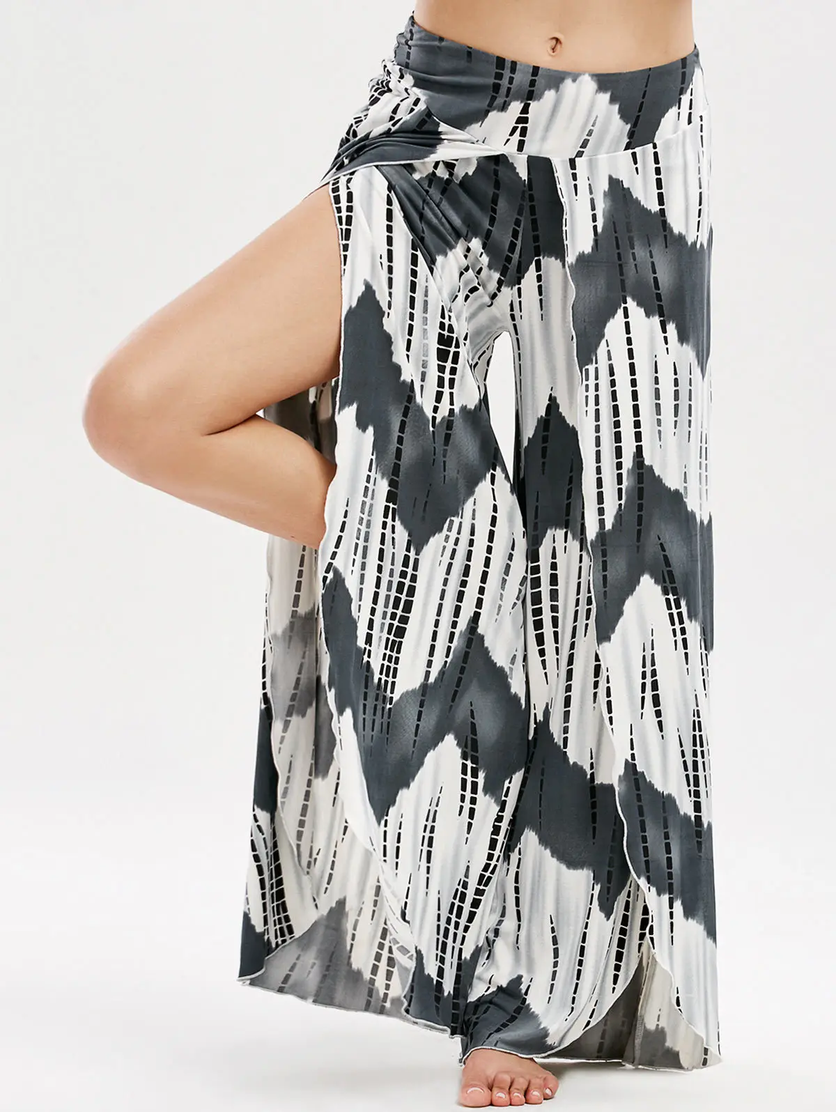 

2020 women's new Bohemian autumn Digital Printing full length pants low waist printing wide leg pants ruffles loose capris pant