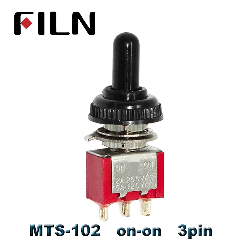 FILN Мини тумблер 6A 120VAC  ON-ON / ON-OFF-ON красный/синий