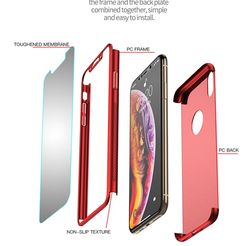 Чехол ipaky для iPhoneXS MAX полностью защитный чехол на 360 градусов + стекло Жесткий из