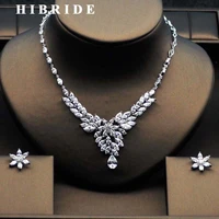hibride big flower red cubic zircon bridal jewelry sets white gold color necklace earring set parure bijoux femme n 283