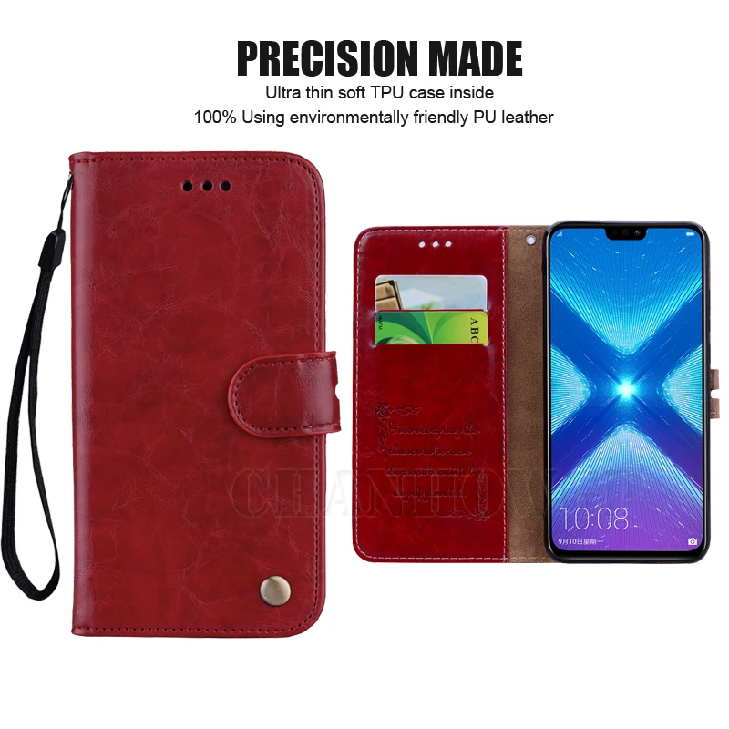 Винтажный кожаный чехол для Huawei Honor 8X Honor8x JSN L21 L42 чехлы книжки с бумажником HUAWEI 8 x