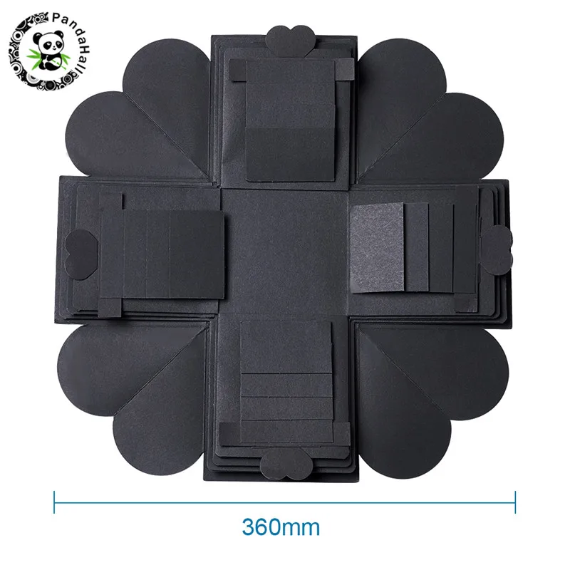 Pandahall 12,7x12,7x12,7 см черные креативные взрывные коробки для ювелирных изделий DIY Фотоальбом любовь памяти многослойные подарки сюрпризы