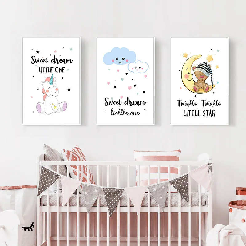 

Cute Moon Star Cloud Nursery Wall Art Canvas Posters Prints Cartoon Painting Nordic Kids Decoration Picture Baby Bedroom Decor