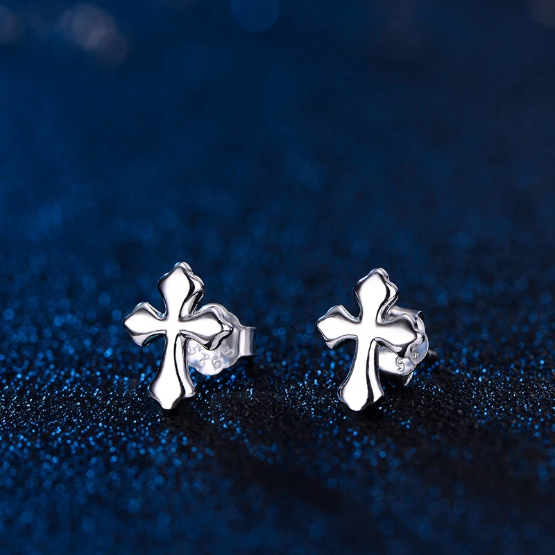Wholesale Price 925 Sterling Silver Cross Stud Earrings Original Design Pierced Ears Excellent Earring Gift For Men Women | Украшения и