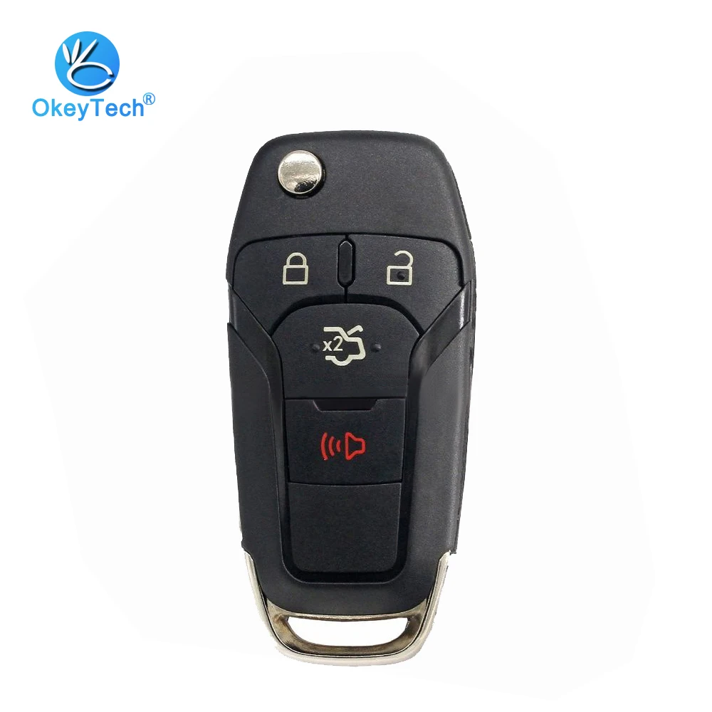 OkeyTech 2 шт./лот 315 МГц N5F-A08TAA 49 чип Флип складной 3+ 1 кнопка HU101 без выреза пустой ключ дистанционного управления для Ford Fusion Escort