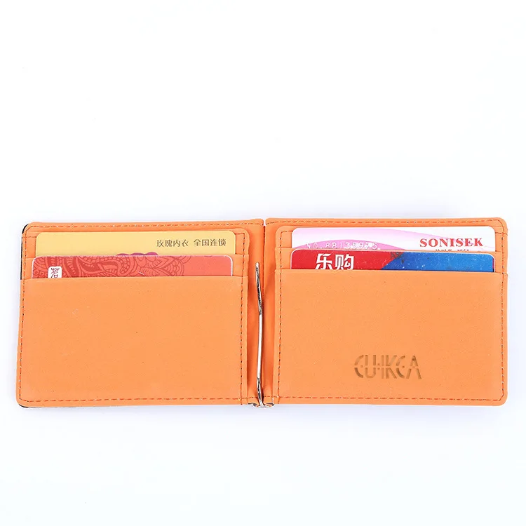 Men Bifold Business Leather Wallet luxury brand famous ID Credit Card visiting cards wallet magic Money Clips