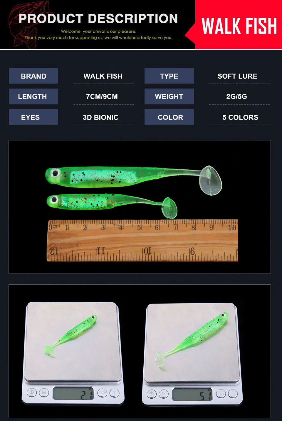 WALK FISH 2 шт./лот T Tail мягкие имитирующие приманки 70 мм 90 мм 2 г 5 г силиконовые приманки Красочные искусственный карп приманки для рыбалки