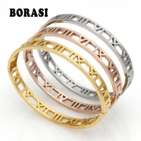 delicate hollow roman numeral bracelets bangles titanium steel bangle fine jewelry for women jewelry pulseiras top quality