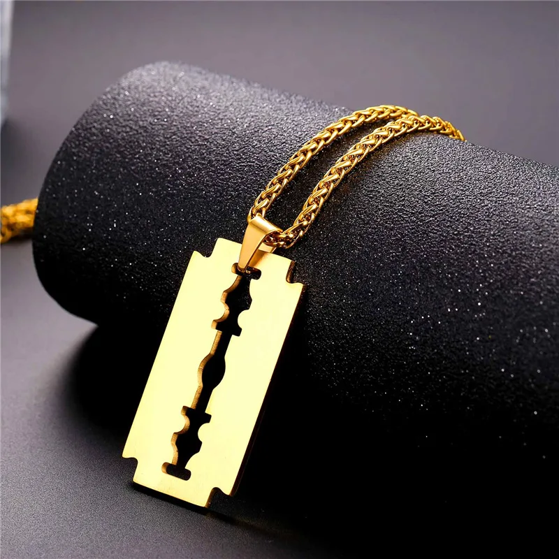 Классическое ожерелье с подвеской лезвием для бритья женские и мужские