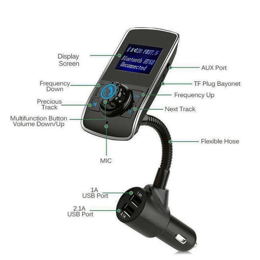 3.1A USB зарядное устройство ЖК-дисплей комплект беспроводной связи bluetooth для