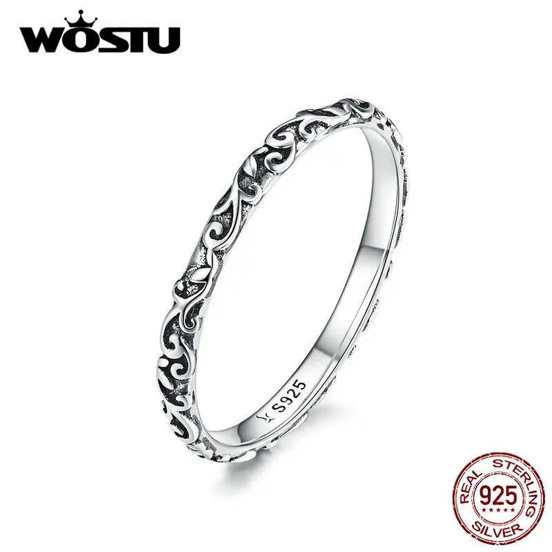 WOSTU цветок в Корейском стиле кольцо 925 пробы серебряные нежные кольца для женщин Свадебные минималистичные модные ювелирные изделия FIR513