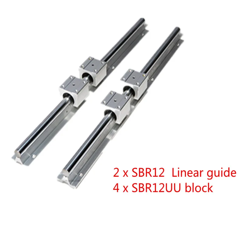 

SBR 12mm Linear Rail 2pcs SBR12 550 600 650 700 800 900 1000mm Fully Supported Slide Shaft Rod Guide with 4pcs SBR12UU Block
