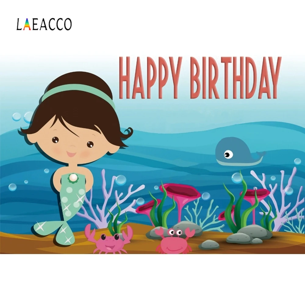 

Laeacco Underwater World Fish Coral Seaweed Birthday Photography Backgrounds Customized Photographic Backdrops For Photo Studio