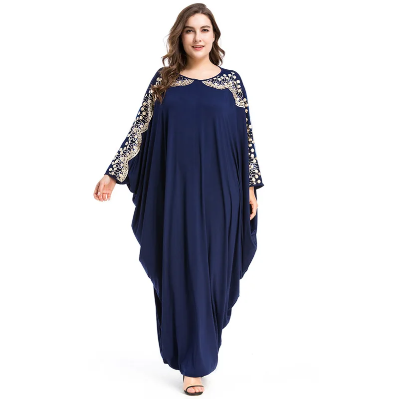 Женское мусульманское платье с рукавами летучая мышь, арабское платье-Кафтан большого размера плюс