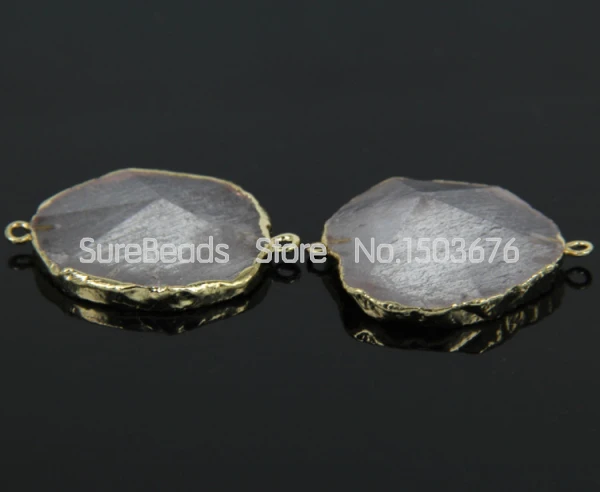 Wholesale!5pcs/lot Gold Plated Double Edged Nature Clear White Quartz Charms Pendant Cut Raw Crystal Slabs Necklace | Украшения и