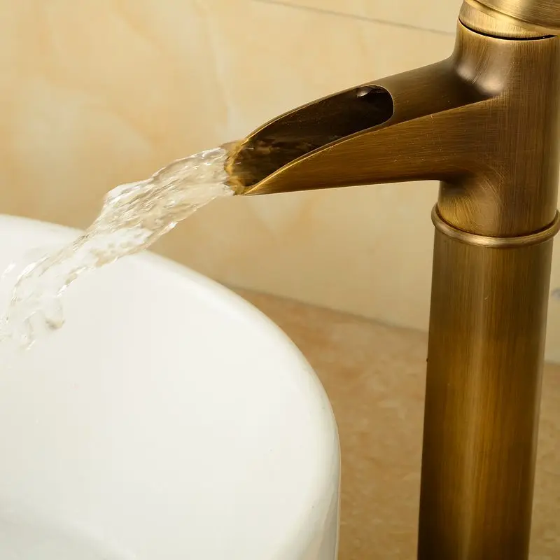Brass Antique Faucet Higher Bathroom Mixer Tap Waterfall Vintage Sink ColdHot Basin china sanitary ware | Обустройство дома