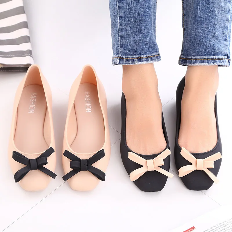 

Cresfimix women pink bow tie anti skid flat shoes female comfortable slip on summer shoes lady cute waterproof shoes sapatos
