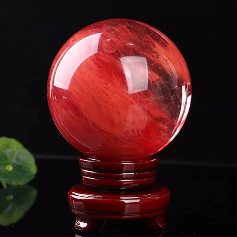 

1pcs Beautiful red CLEAR SMELT QUARTZ CRYSTAL SPHERE BALL HEALING