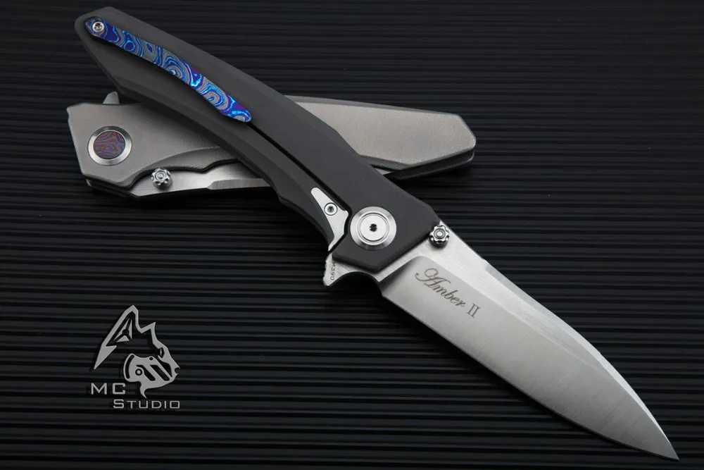 MAXACE& Полуночный Кот Янтарный 2 складной нож карманный нож Флиппер M390 стальная Интегральная титановая ручка