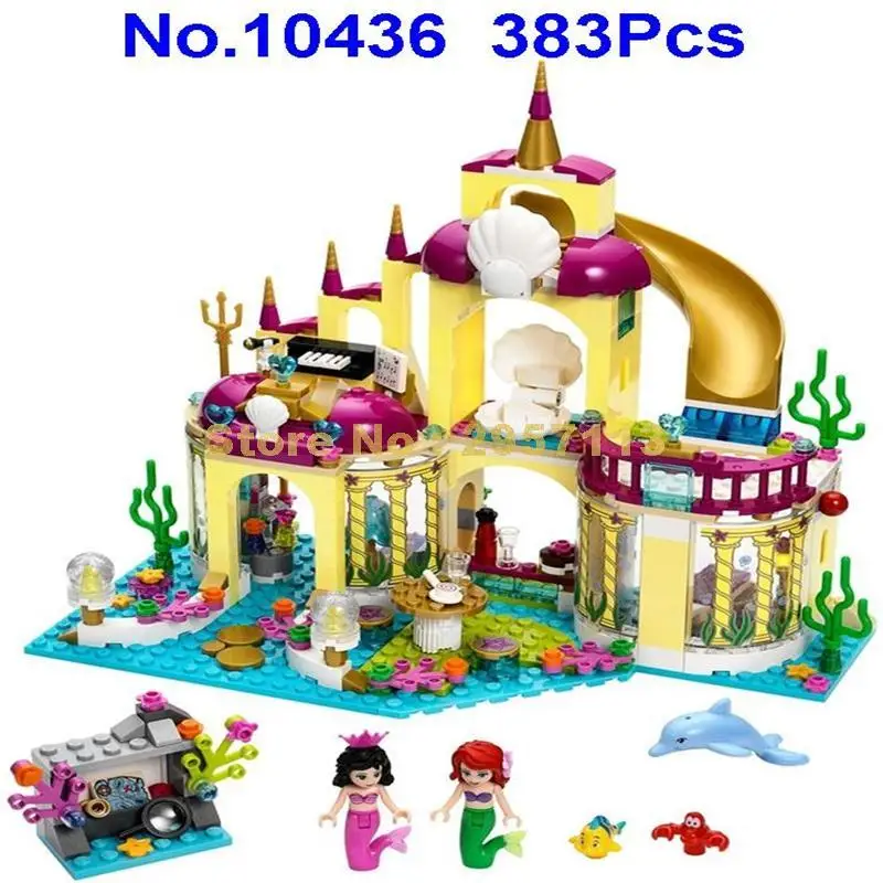 10436 383 шт. Принцесса Ариэль подводный дворец игра дом девушка Бела строительный