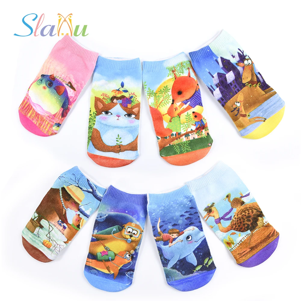 12 пара/лот хлопок мультфильм Детские носки для младенцев детей 3D принт cool дышащий