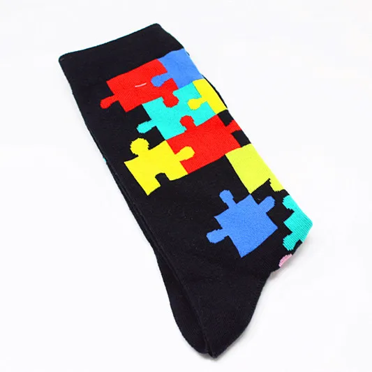 Носки с рисунком PacMan, фолифора, пингвин, кактус, головоломка, тигр, носорог, ласточка, панда, будильник, радио, Мультяшные мужские хлопковые носки