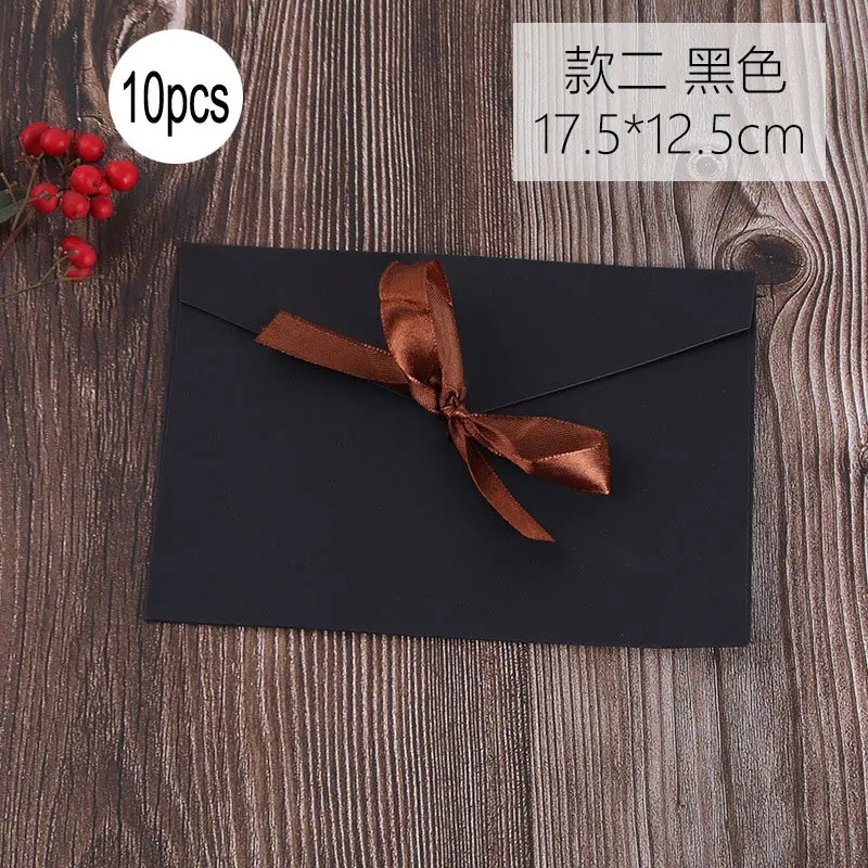10pcs black LZN 10 шт./компл. черный, красный голубая бумага для поделок конверты Винтаж Ретро Стиль конверт для студента офиса школы карты Скрапбукинг подарок - Цвет: 10pcs black
