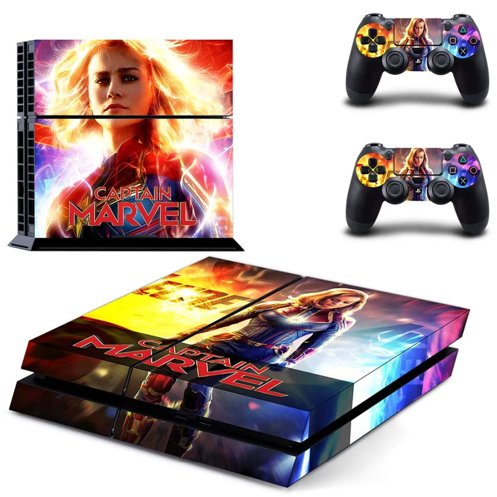 Мстители Капитан Marvel PS4 Наклейка Виниловая наклейка для Playstation 4 консоль и 2