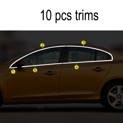 Lsrtw2017 304 нержавеющая сталь окна автомобиля планки для volvo s60 2012 2013 2011 - Название цвета: 10 pcs trims
