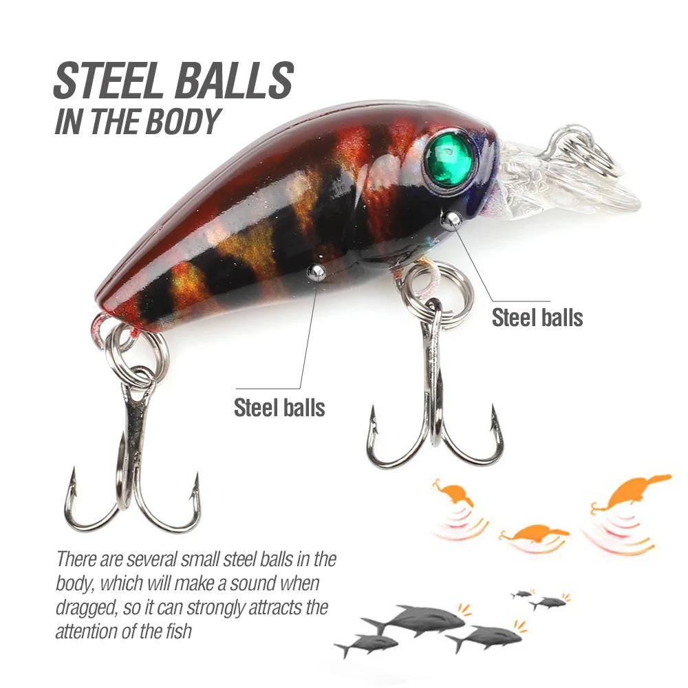 DONQL 2pcs/lot Painted Crankbaits Minnow Fishing Lures 4.7cm 4g Wobblers For Trolling Artificial Hard Swim Bait Fishing Tackle