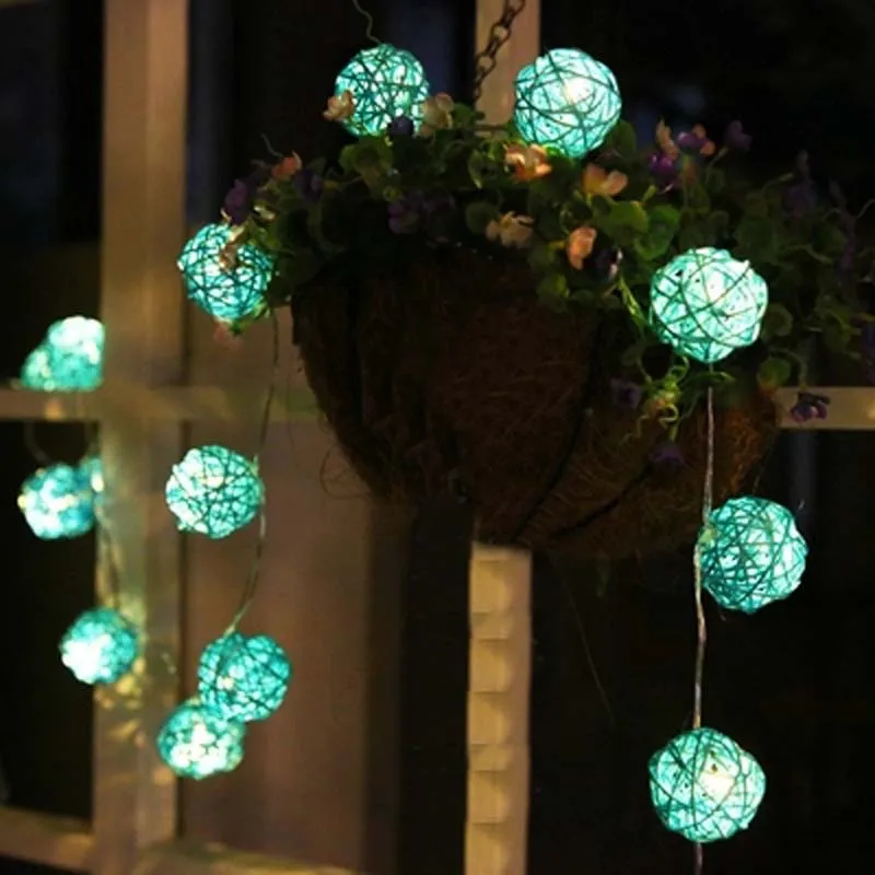 Гирлянда с ротанговыми шариками светодиодная 5 м 20 дюймов|led christmas lights battery|rattan ball ledlights led |