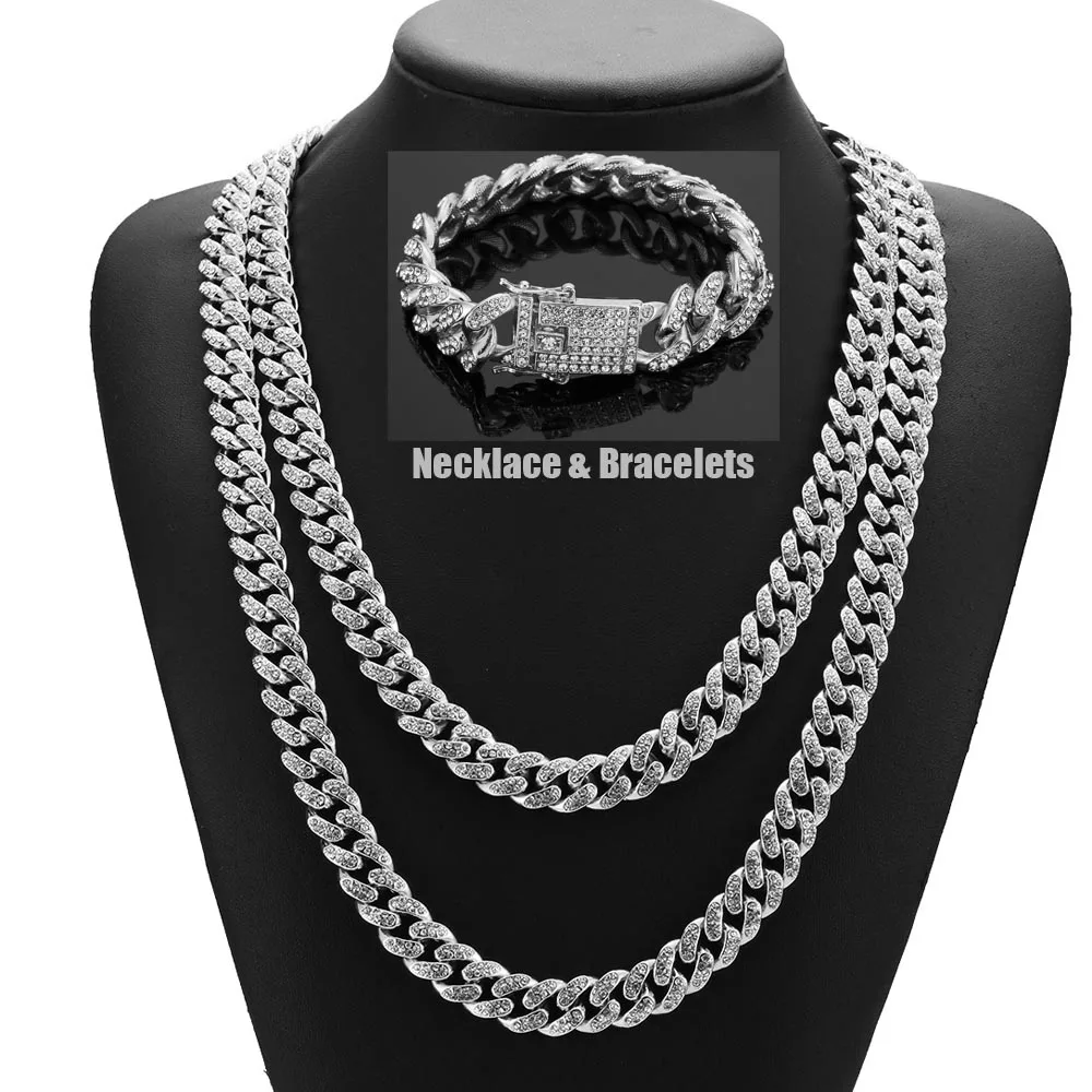 В стиле &quotхип-хоп&quot Bling Полный кубического циркония для мужчин женщин ювелирные