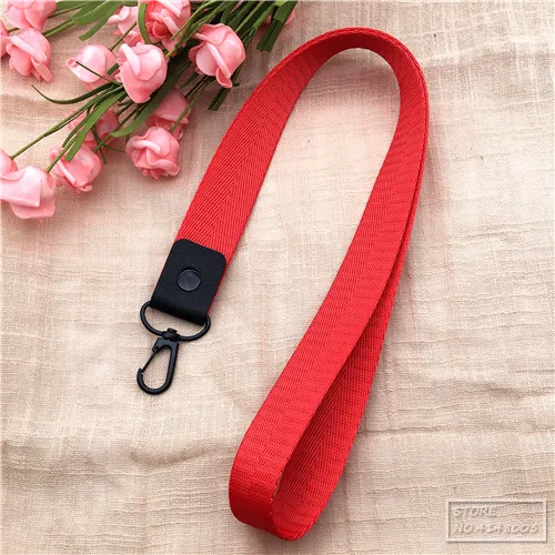 red long Сплошной цветной брелок, бирка, ремешок на шею, ремешки для ключей, ID карты, проездной, для спортзала, мобильного телефона, USB, держатель Бейджа, сделай сам, висячая веревка, слинг - Цвет: red long