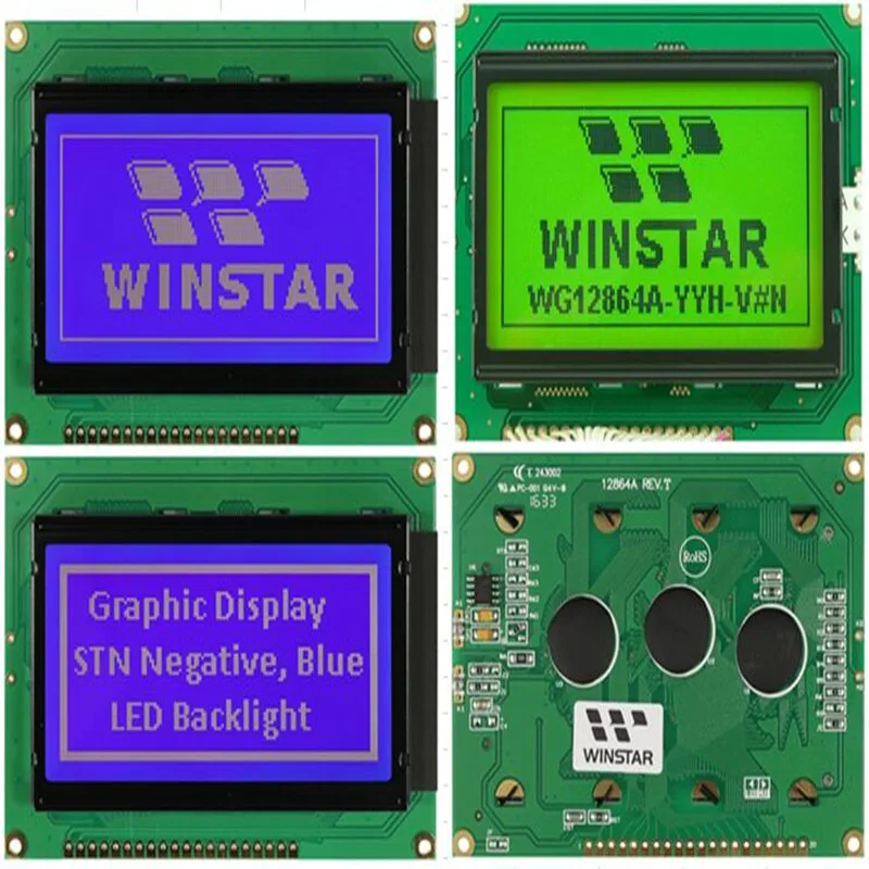 WG12864A WINSTAR монохромный графический ЖК экран 128x64 с зеленой подсветкой новый и