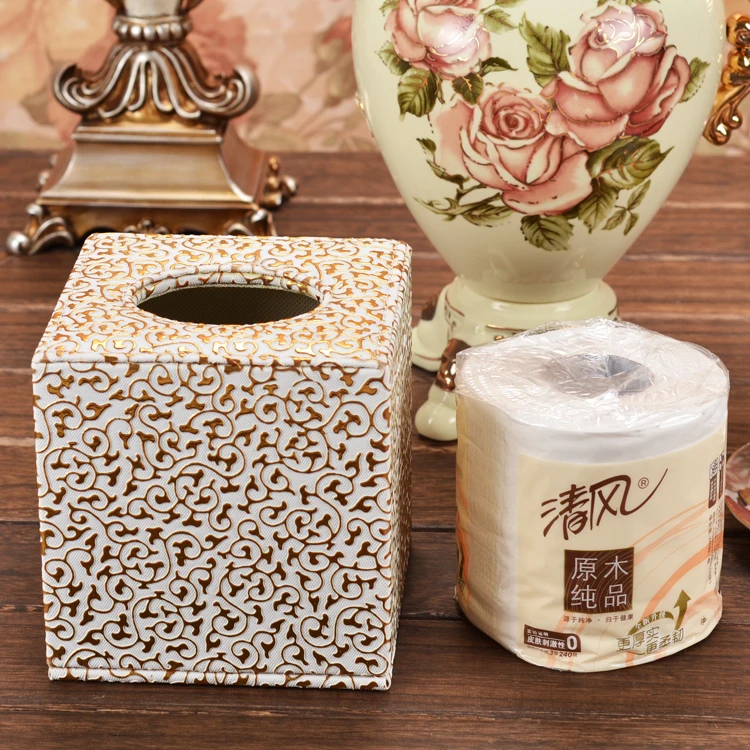 Коробка для салфеток из искусственной кожи деревянная Конструкция МДФ рулон