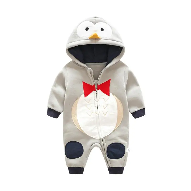 Осенне-зимние стильные комбинезоны с изображением пингвина и тигра хлопковая