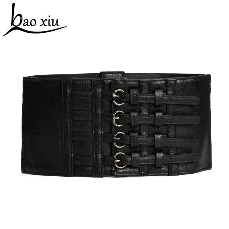 Ремень из искусственной кожи Женский Модный Черный винтажный корсет с поясом на