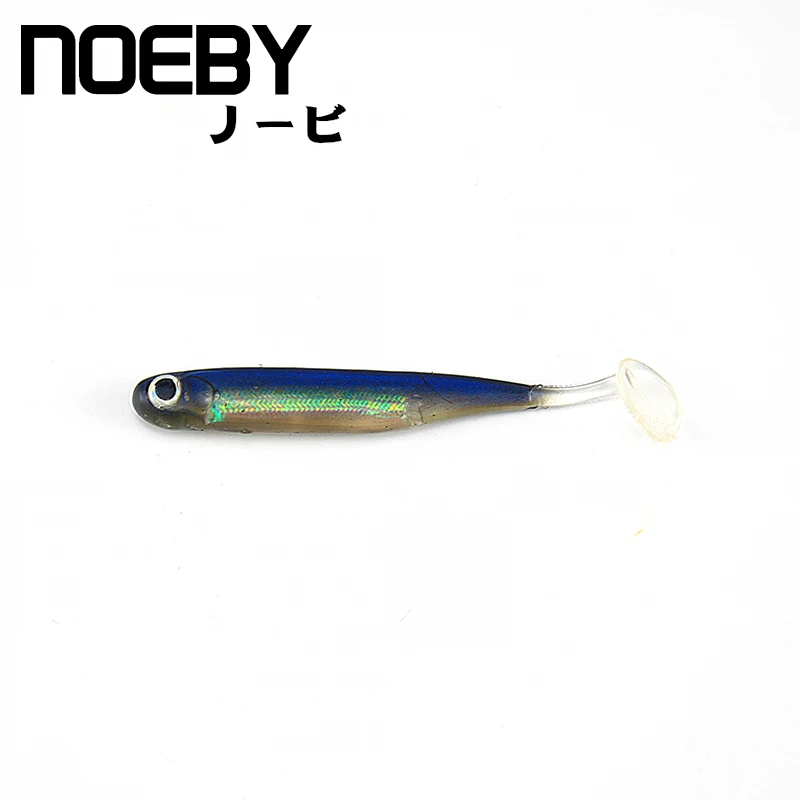NOEBY W8024 мягкие рыболовные силиконовые приманки leurre souple 75 мм 115 мм t хвост внутренний лазер для морского окуня Щука окуня - Цвет: NWL004